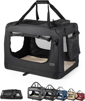 lionto bolsa de transporte para cães gatos caixa dobrável, (l) 70 x 52 x 50 cm, preto