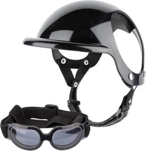 capacete com óculos pet, ajustável com espuma incorporada