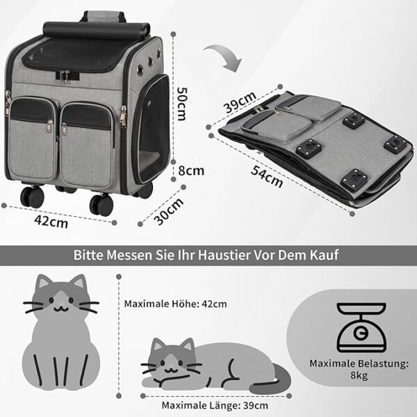 ouutmee com carro 2 em 1 até 20 kg, mochila para pet com rodas,