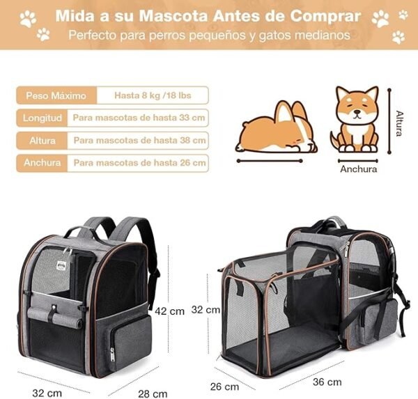 lekespring transportin pet extensível com 4 entradas
