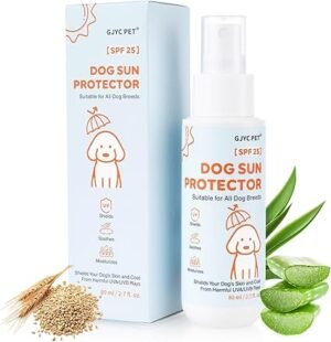 gjyc pet protetor solar para cães, spray solar 3 em 1, protege, calma e hidrata – secagem rápida